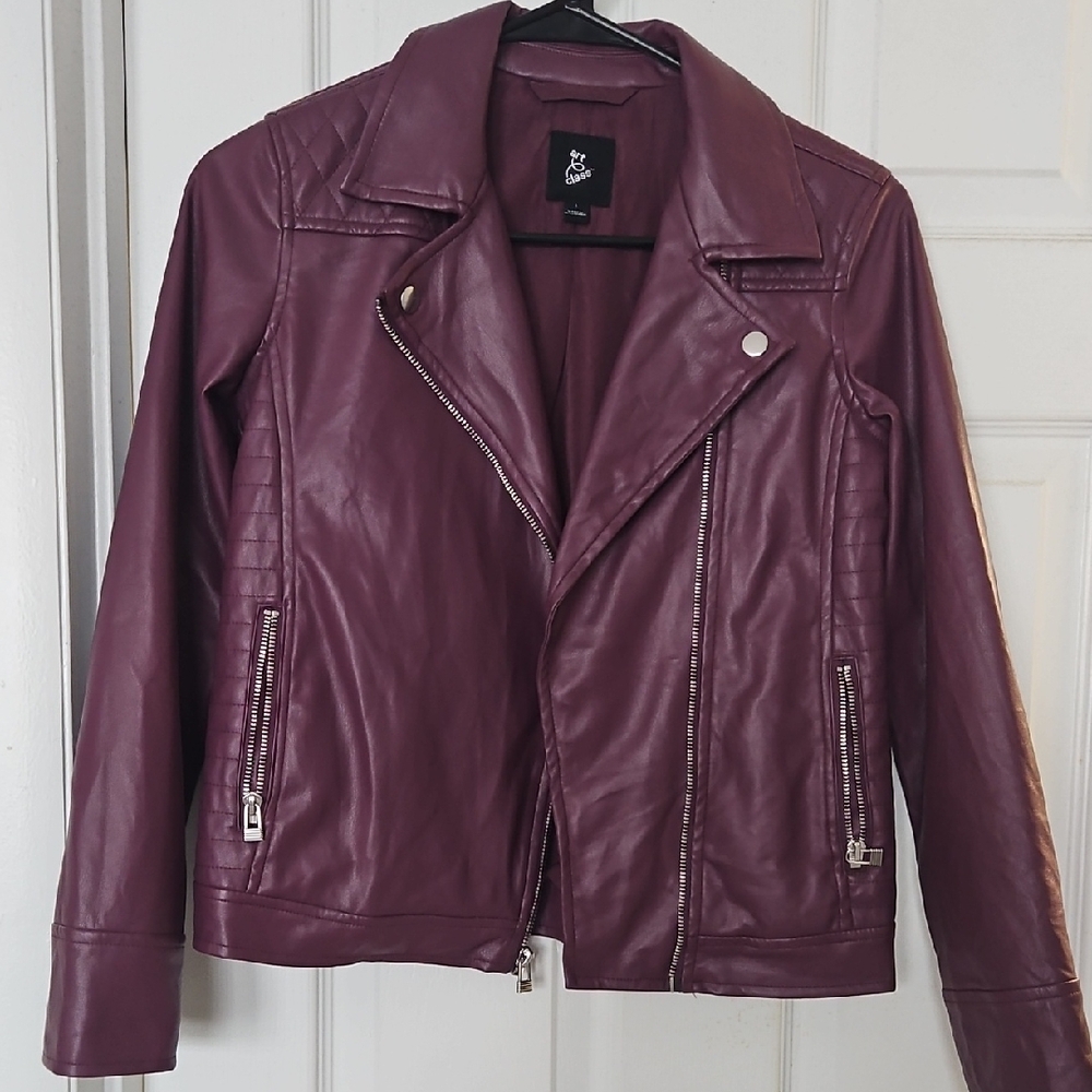 art class Plum Faux Leather Moto Jacket